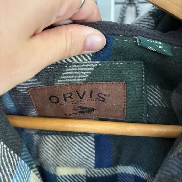 ORVIS Men's Plaid Shirt Jacket - Green, Blue, Gray shacket size XL - Picture 5 of 6